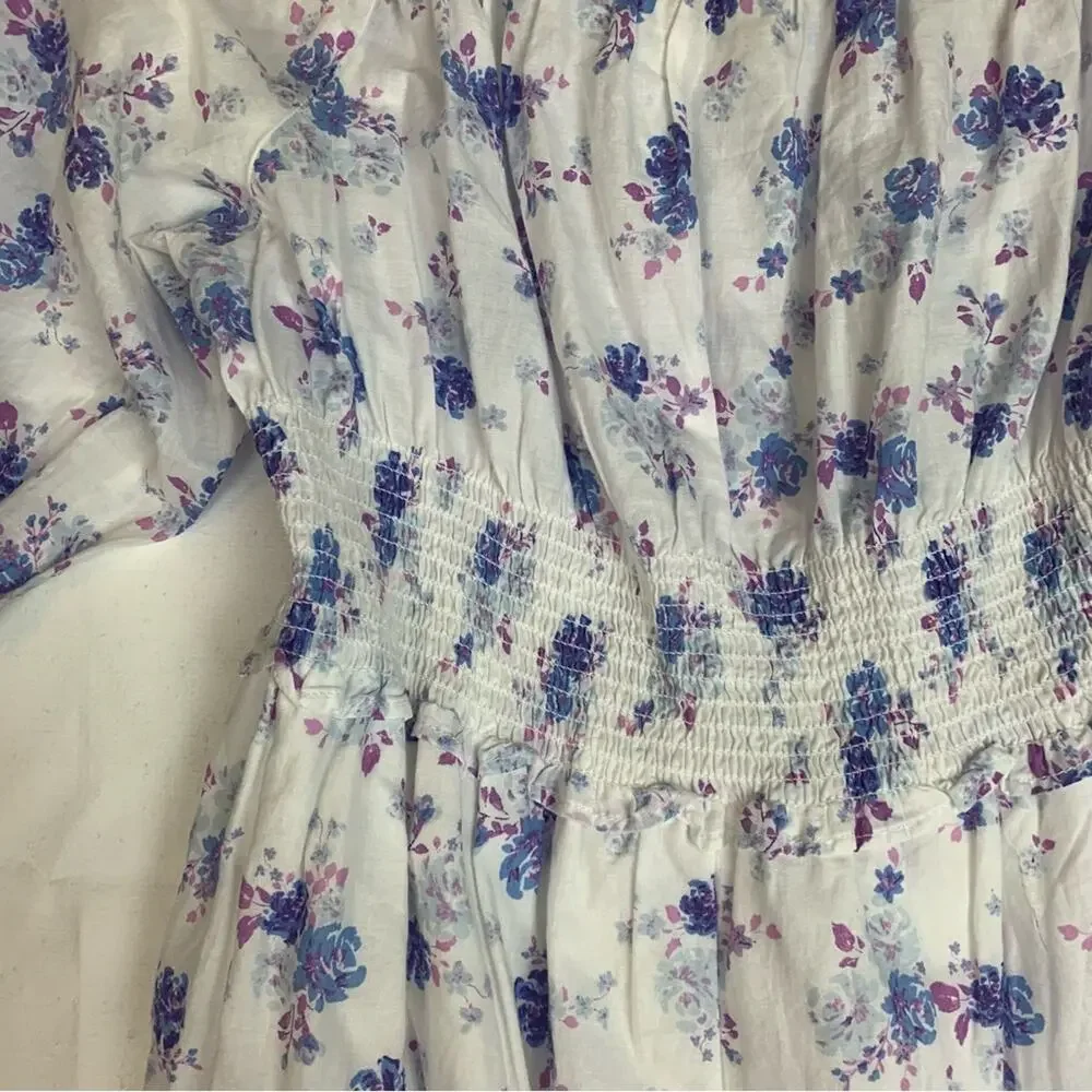 Love Shack fancy women's small white floral maxi dress tiered target purple doen - Picture 5 of 13